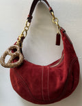Soho Burgundy Suede Moon Hobo Bag 10056