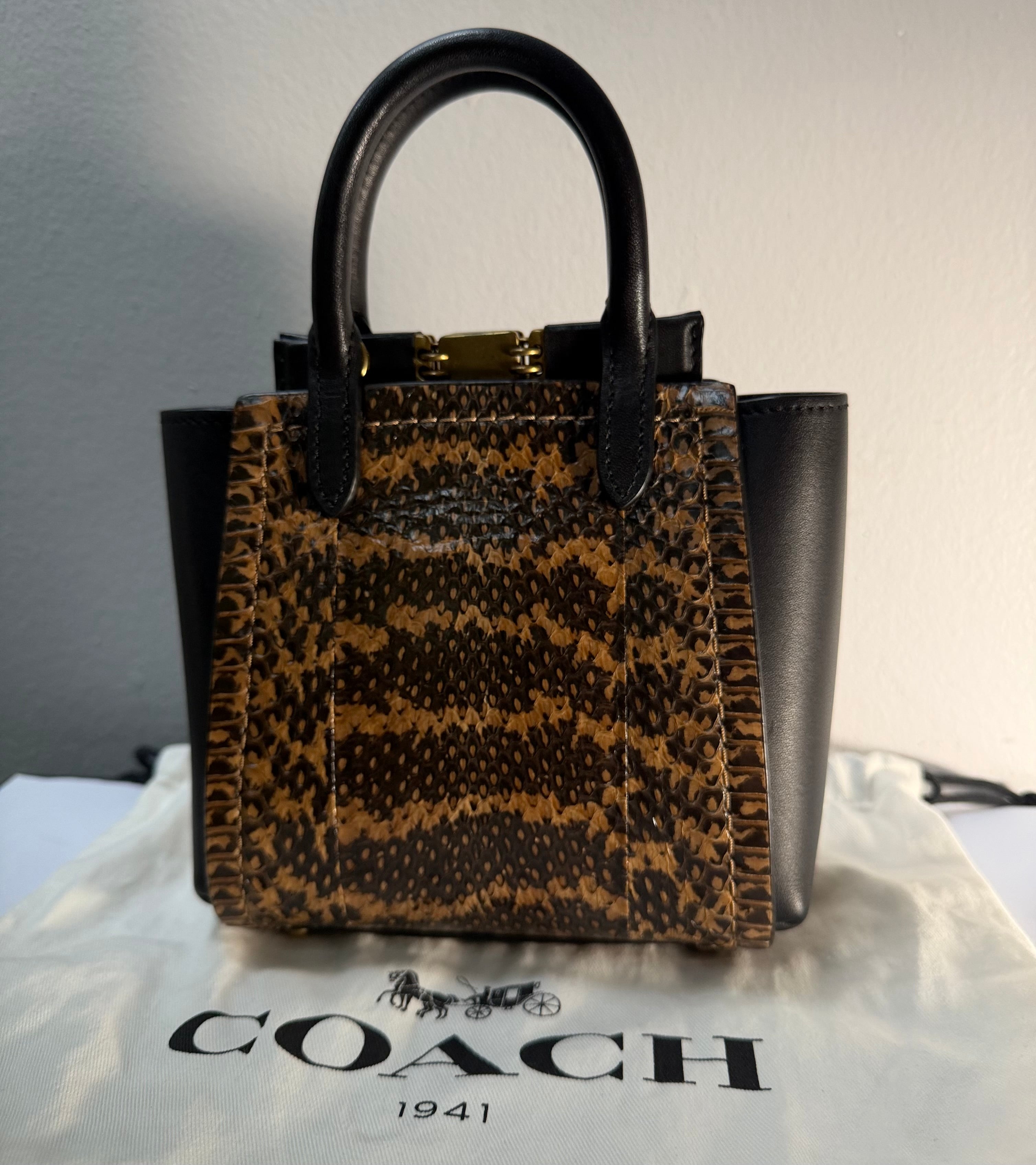 Coach Troupe Tote 16 in Snakeskin Black Brown Multi Style 79295