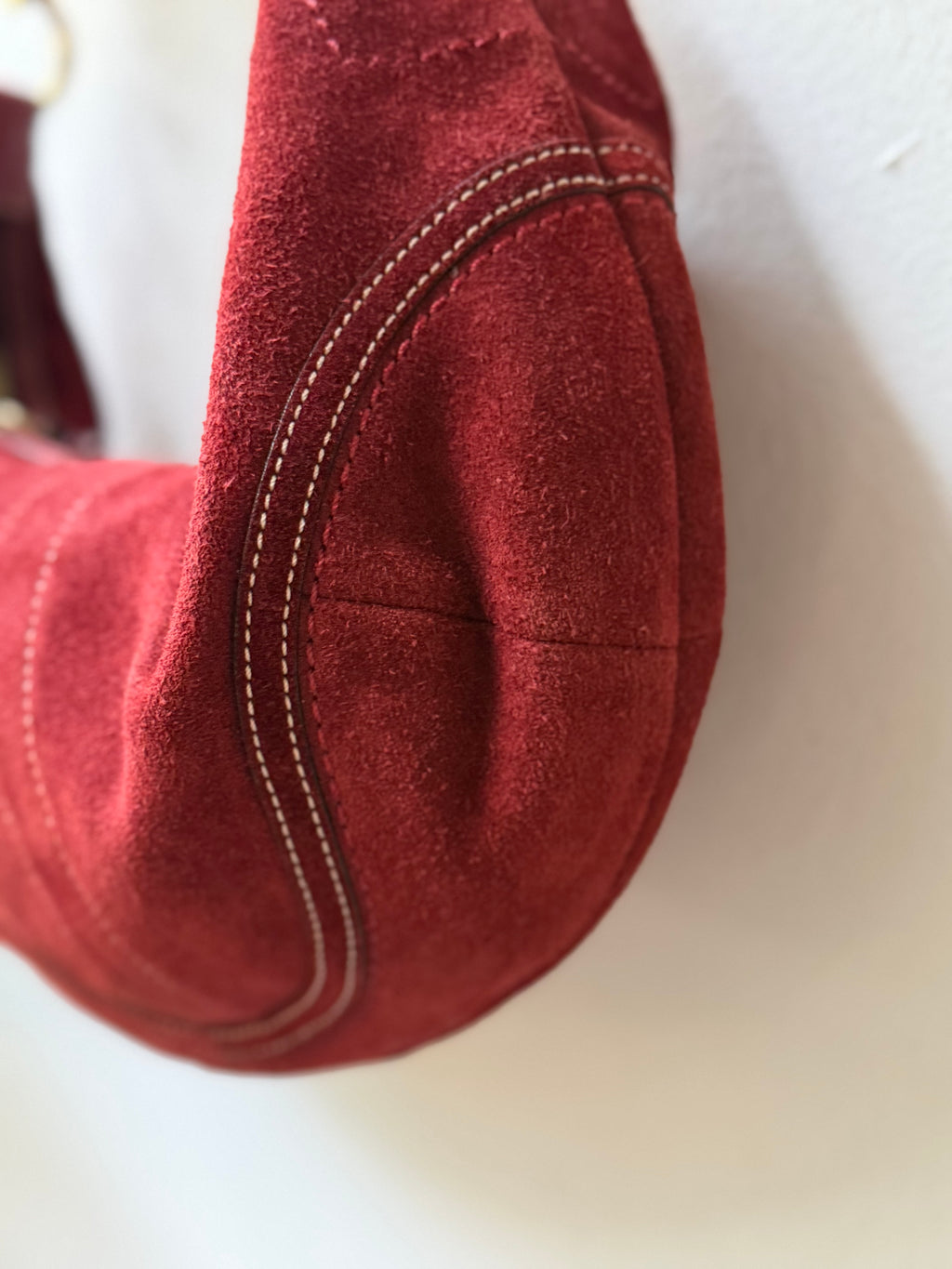 Soho Burgundy Suede Moon Hobo Bag 10056