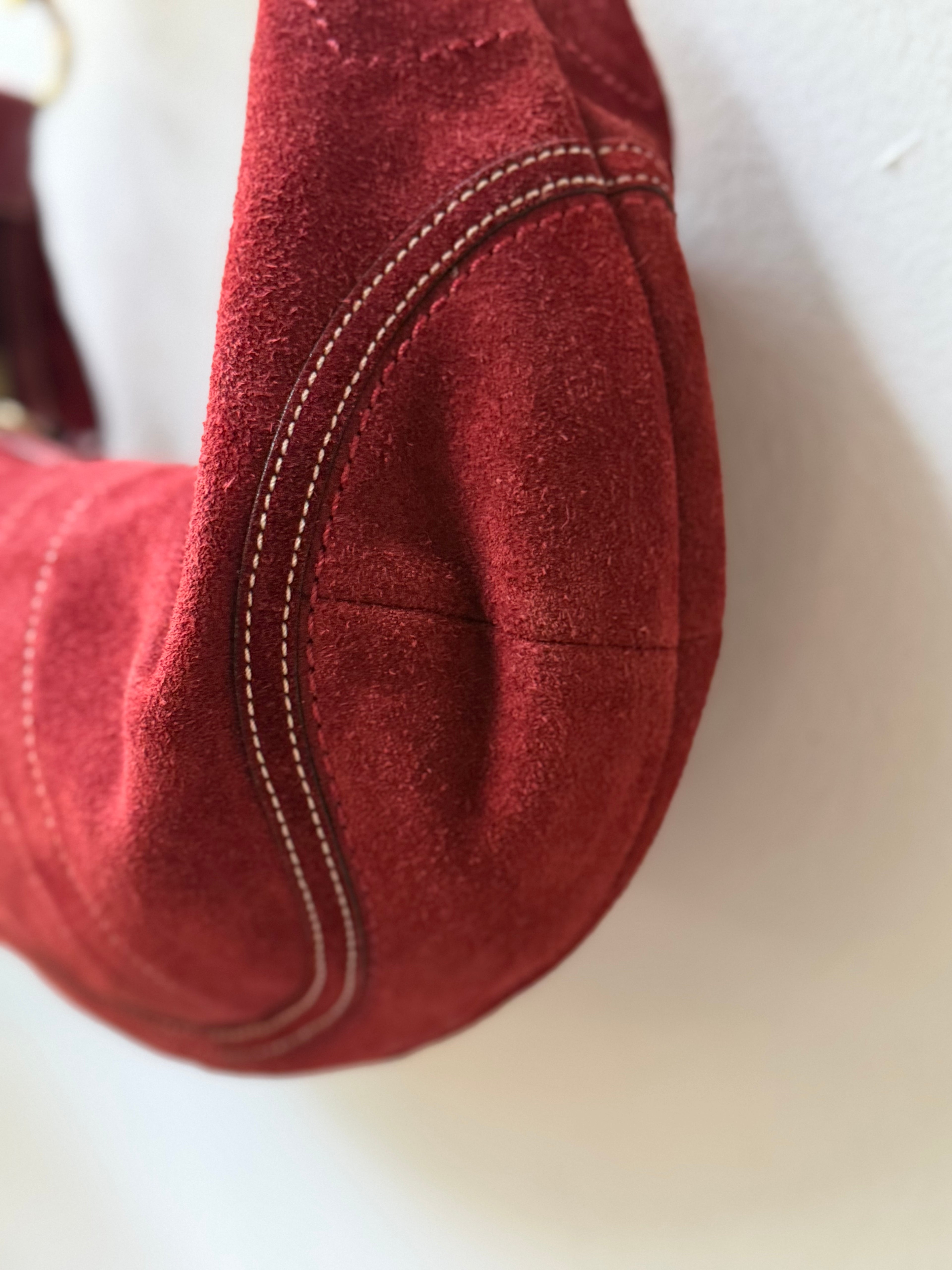 Soho Burgundy Suede Moon Hobo Bag 10056