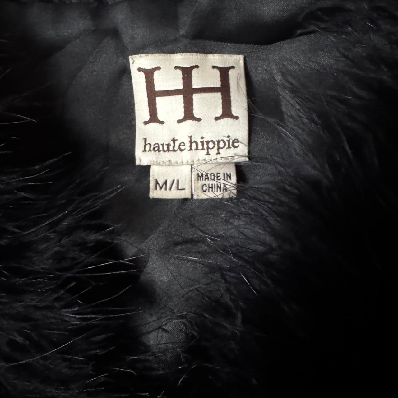 Haute Hippie Marabou Feather Vest in BLACK Size M / L