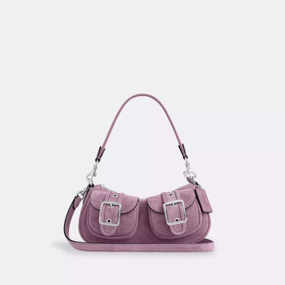Coach Suede Ashton Bag Silver Hardware Purple