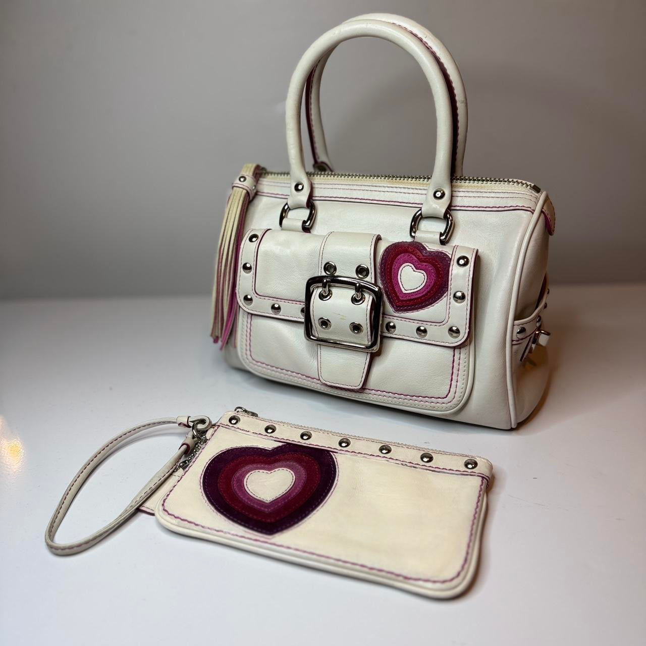 Coach Studded Mini Heart Boston Satchel & Wristlet