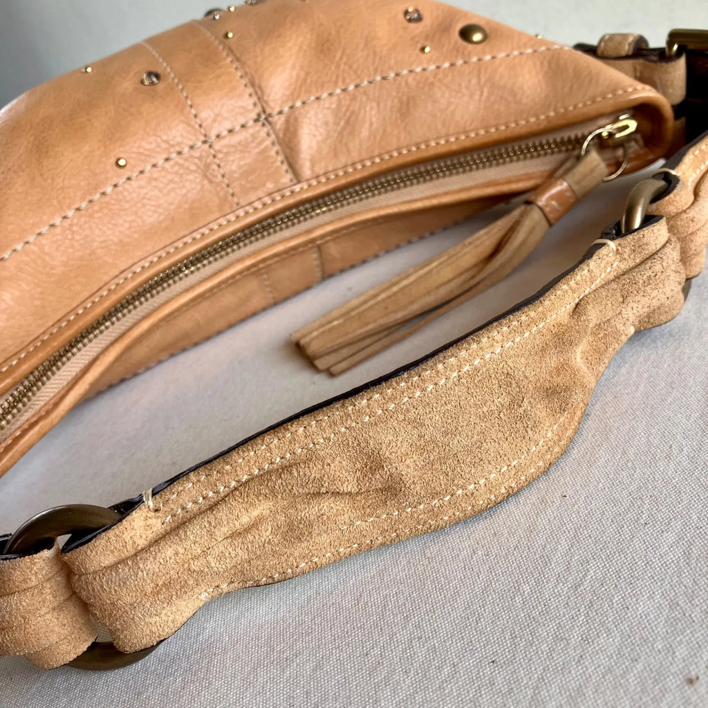 Coach 2005 Soho Studs & Swarovski Crystal Distressed Vachetta Leather Demi Bag