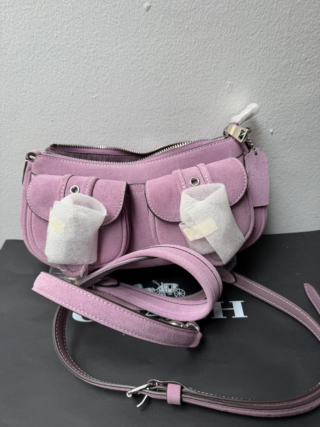 Coach Suede Ashton Bag Silver Hardware Purple