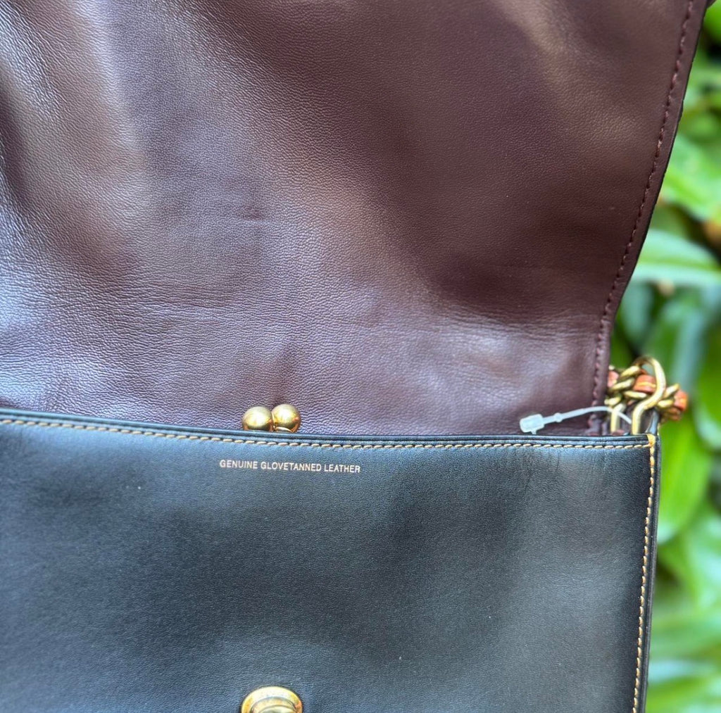 COACH 1941  Dinky with Tea Rose Applique Black Glovetanned Leather 38197