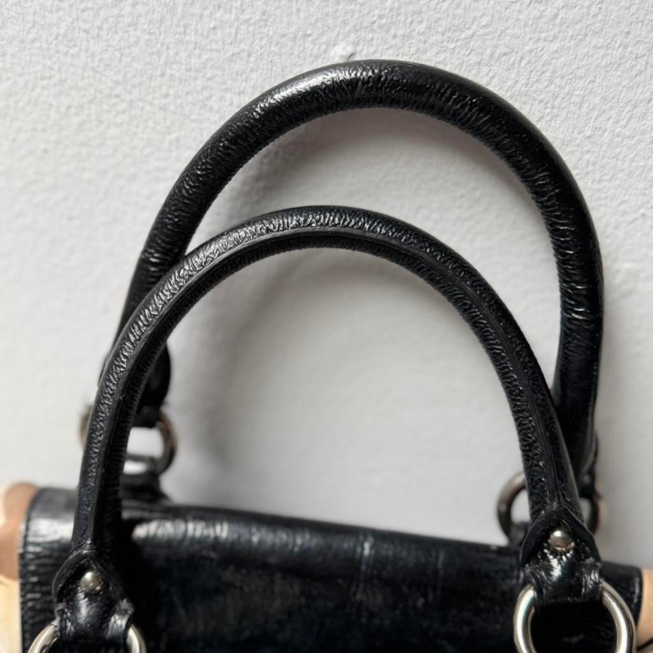 COACH Ashley Scarf print Black Leather Satchel Bag