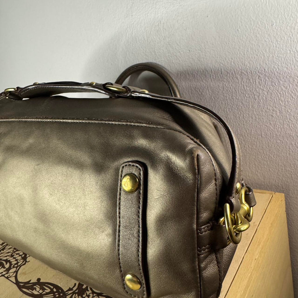 COACH Ashley #F15445 Pewter Leather Convertible Satchel Bag