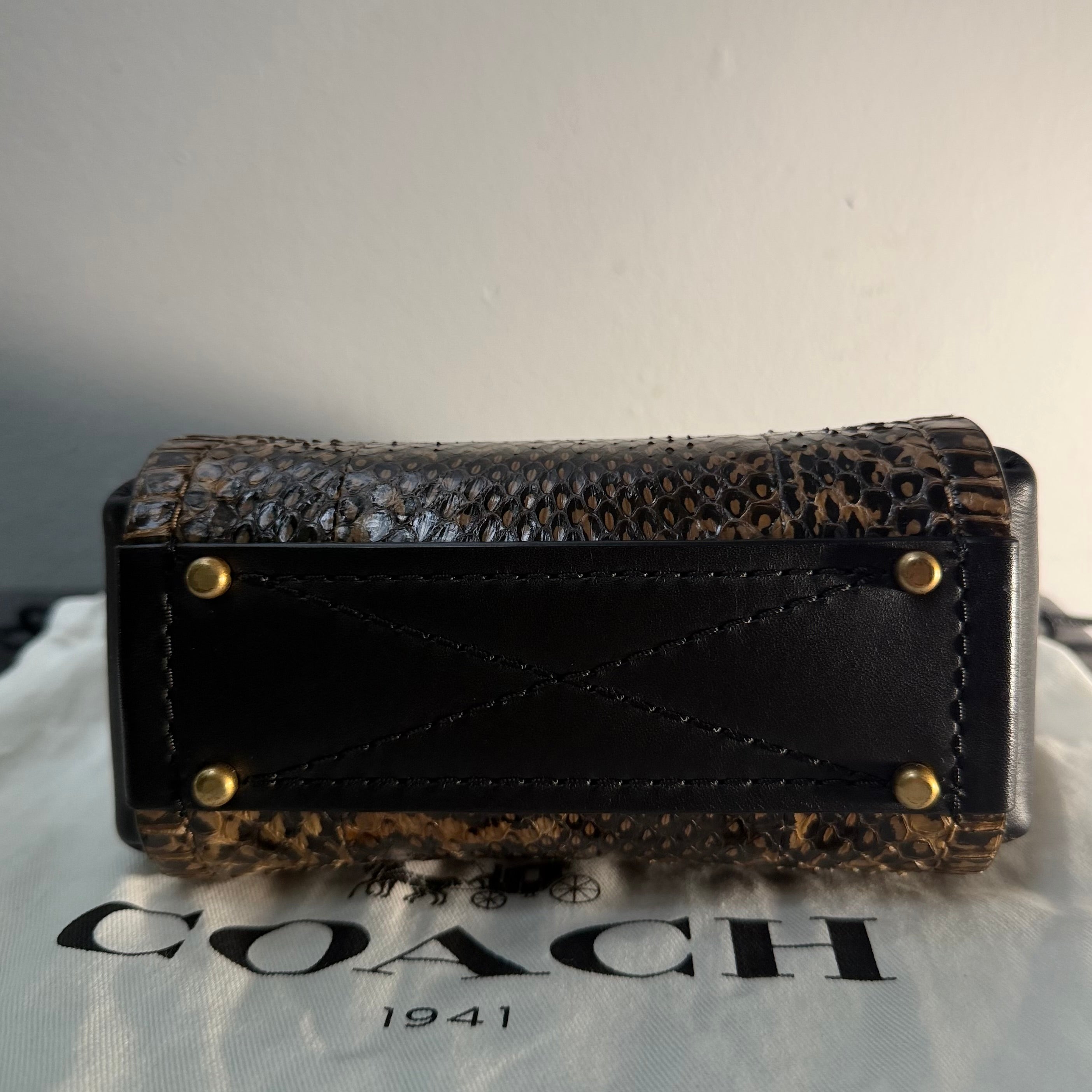 Coach Troupe Tote 16 in Snakeskin Black Brown Multi Style 79295