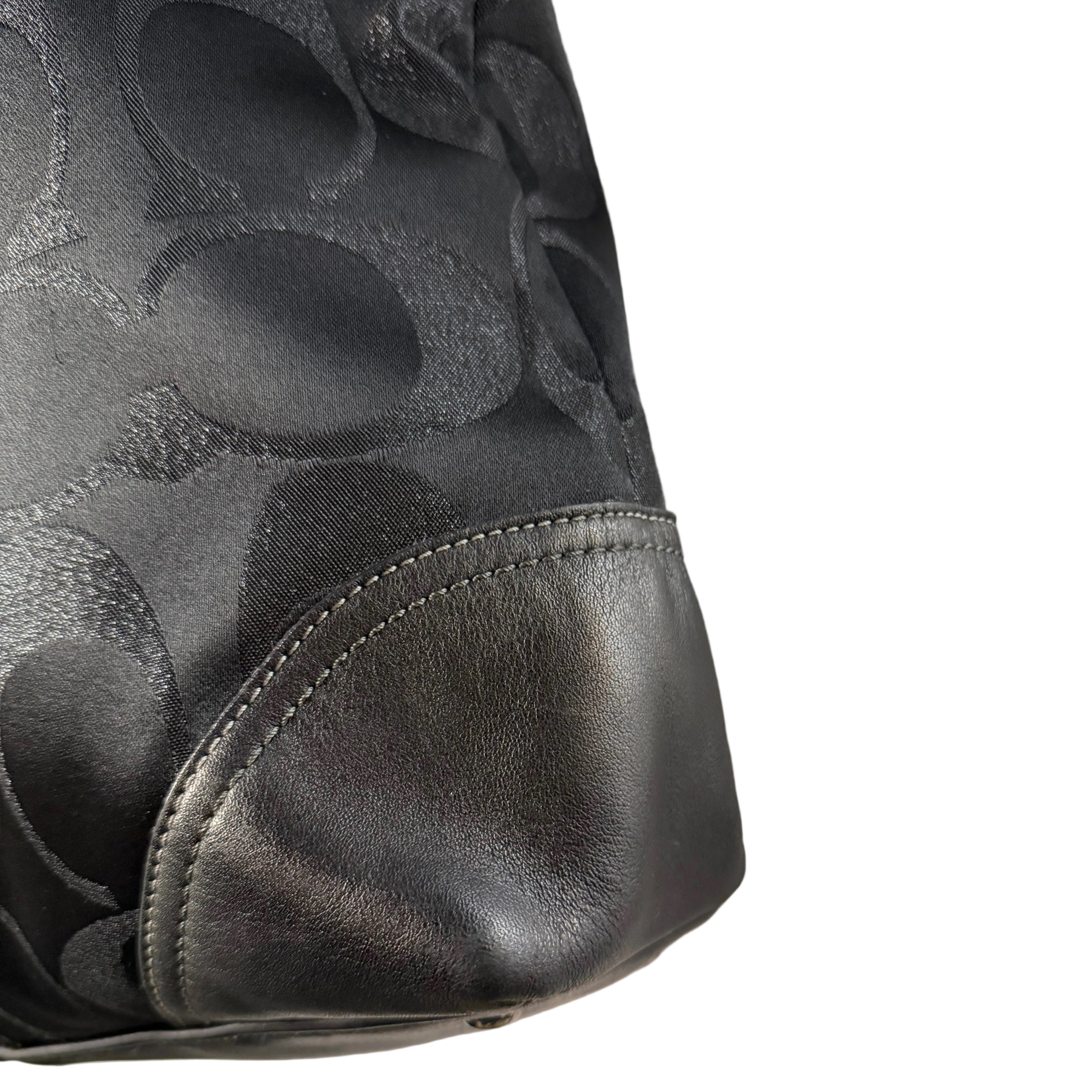 Coach Signature Canvas Shoulder Tote Bag in Beaded Black 10390