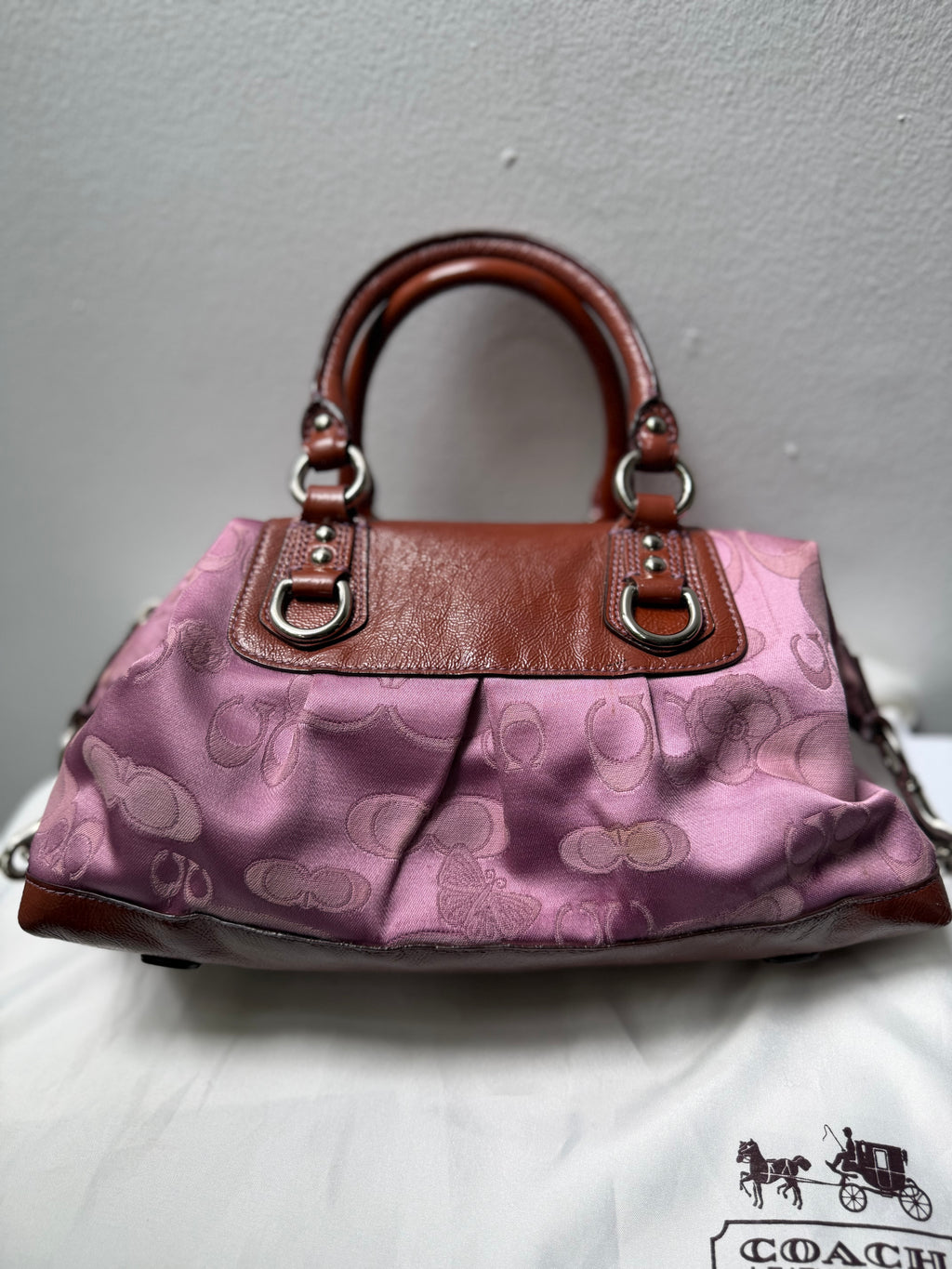 Coach Rare Butterfly Pilot ASHLEY Satchel Bag w/ Signature Monogram F18008P +wristlet