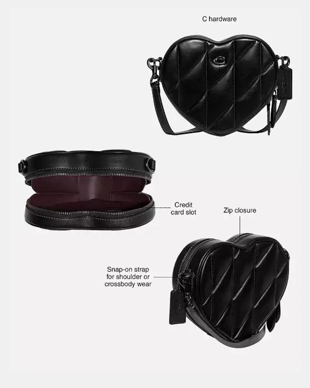 Heart Crossbody Bag with Nappa Leather Quilting