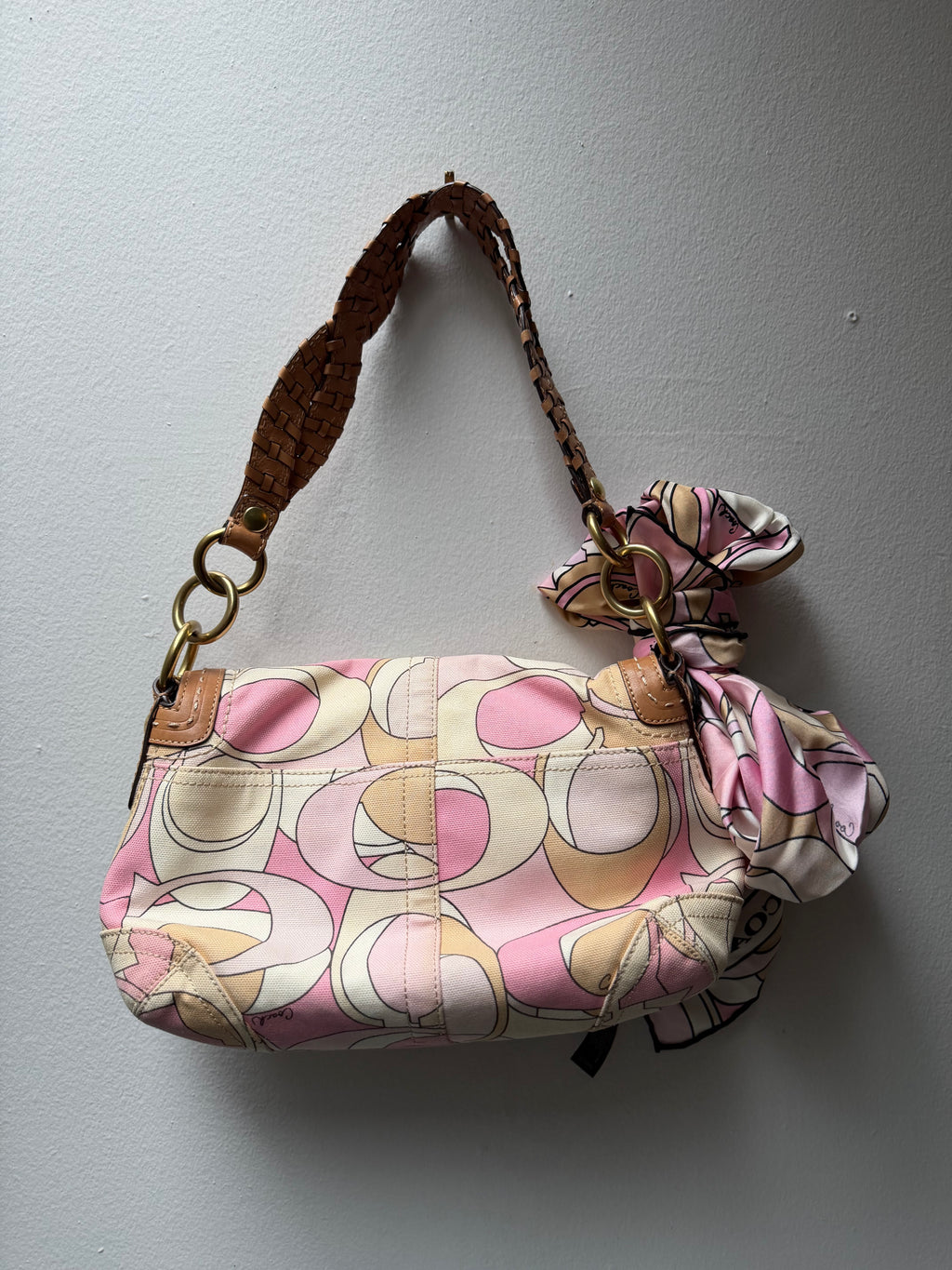 Rare COACH Soho Optic C pink  11909 + matching Silk Scarf