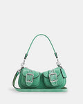 Coach Suede Ashton Bag Silver Hardware Mint