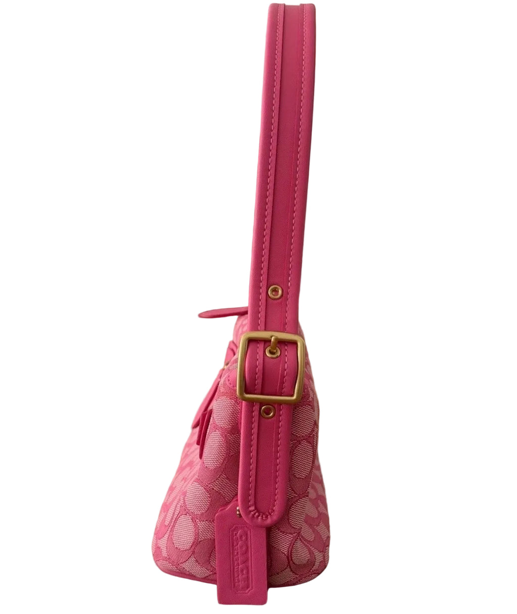 Coach Demi Bag Limited Edition Re-issue In Signature Jacquard Pink Brass