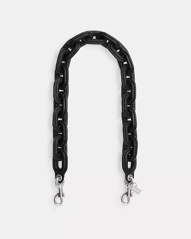 Coach Leather covered Chain Strap Silver hardware