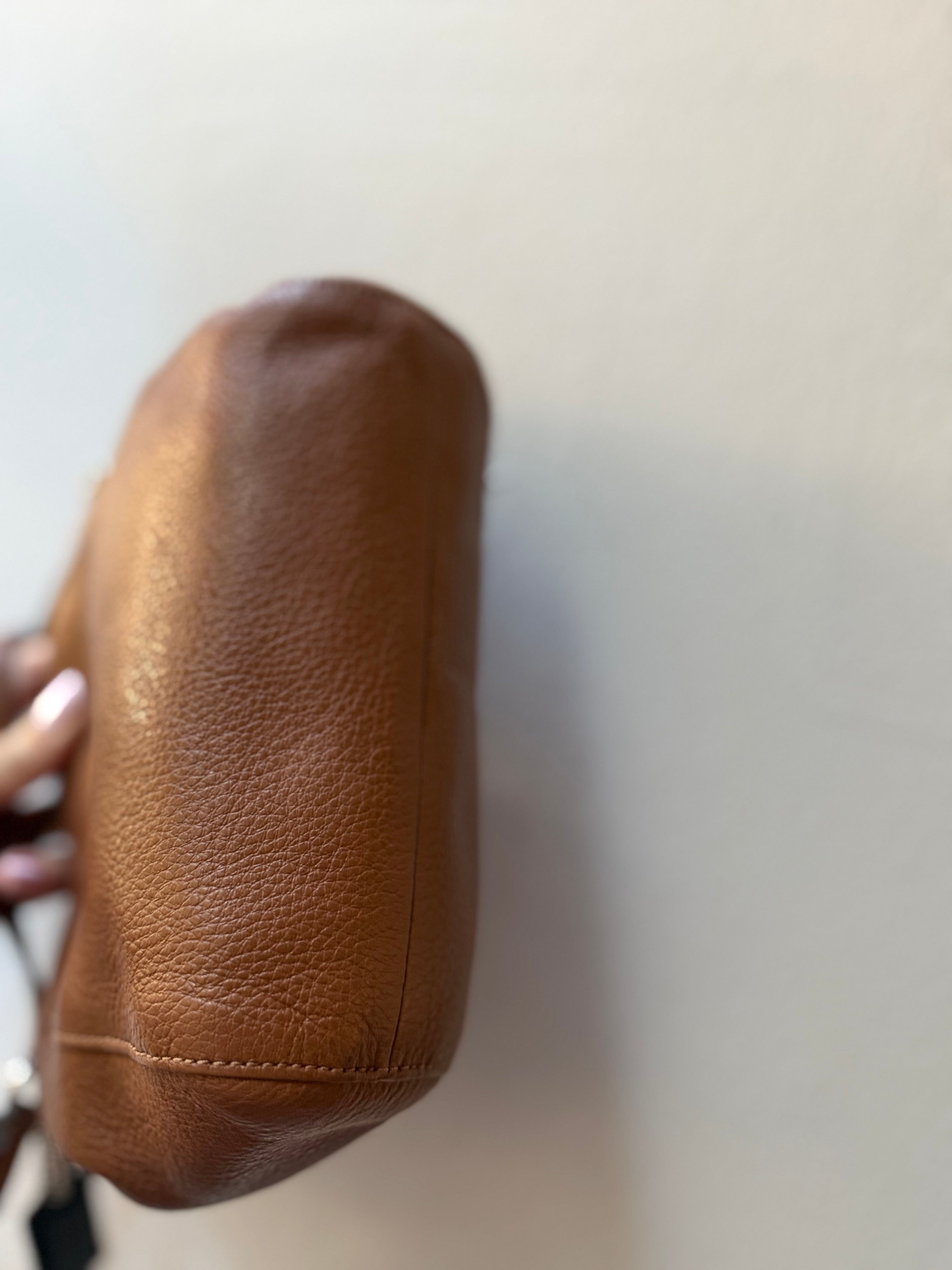 Coach Tan Leather Shoulder Bag with Gold Turnlock