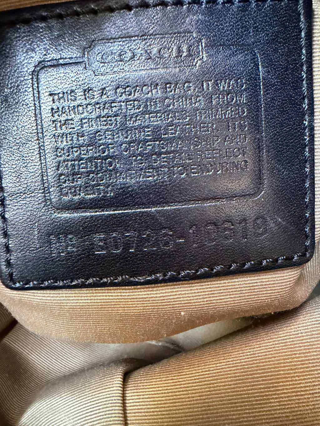 Coach Carly Brown Leather Trim Tan Canvas C #10619