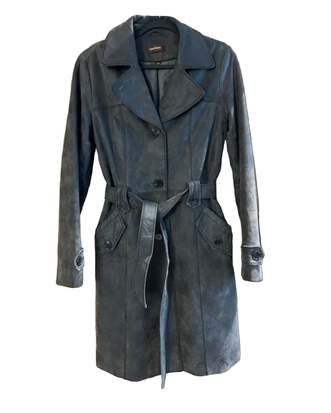 SZ SM Danier Waxed Suede Leather Trench Coat