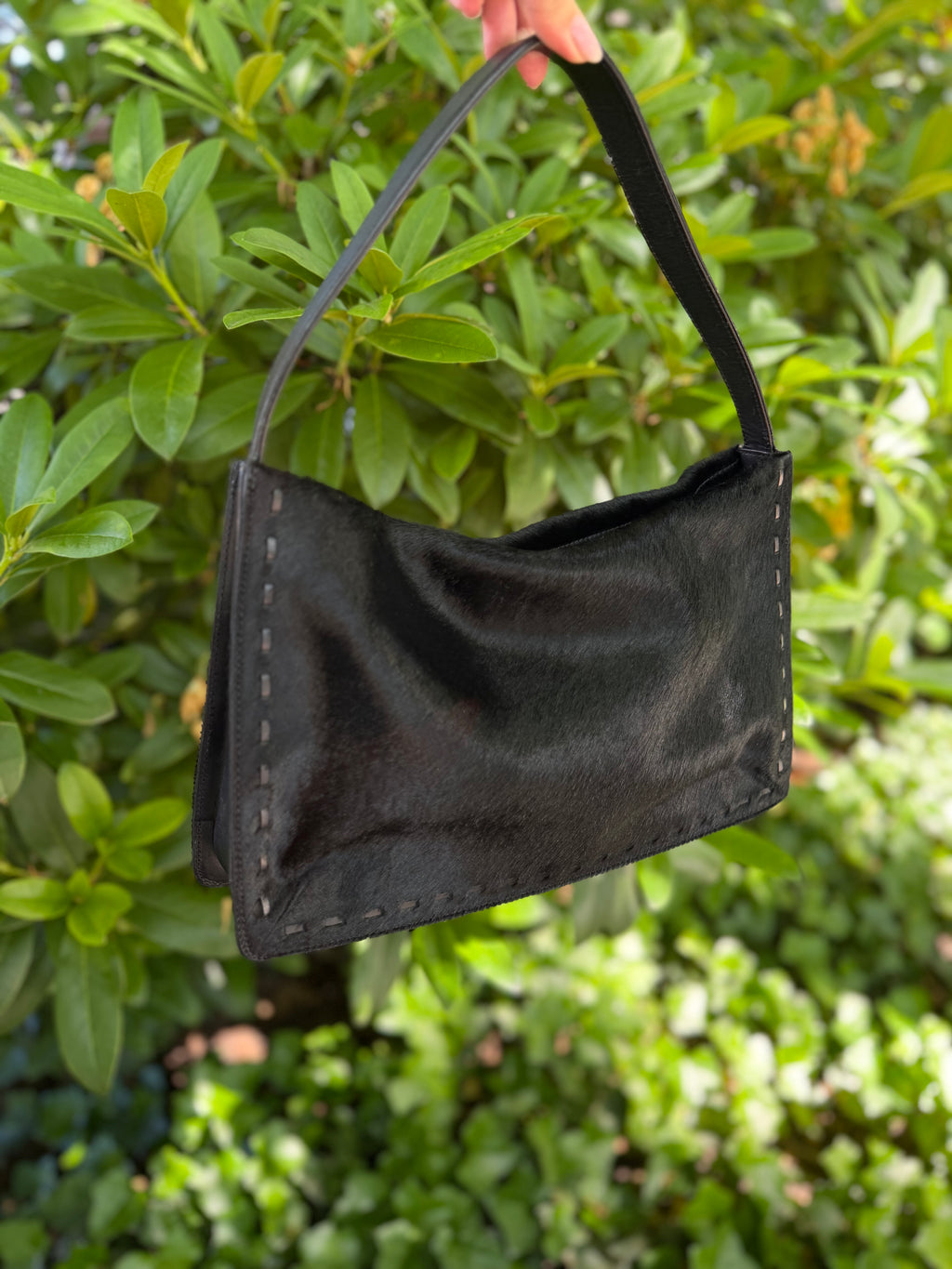 Vintage Coach 9469 Black Pony Hair Calf Hair Leather Shoulder Bag Rare
