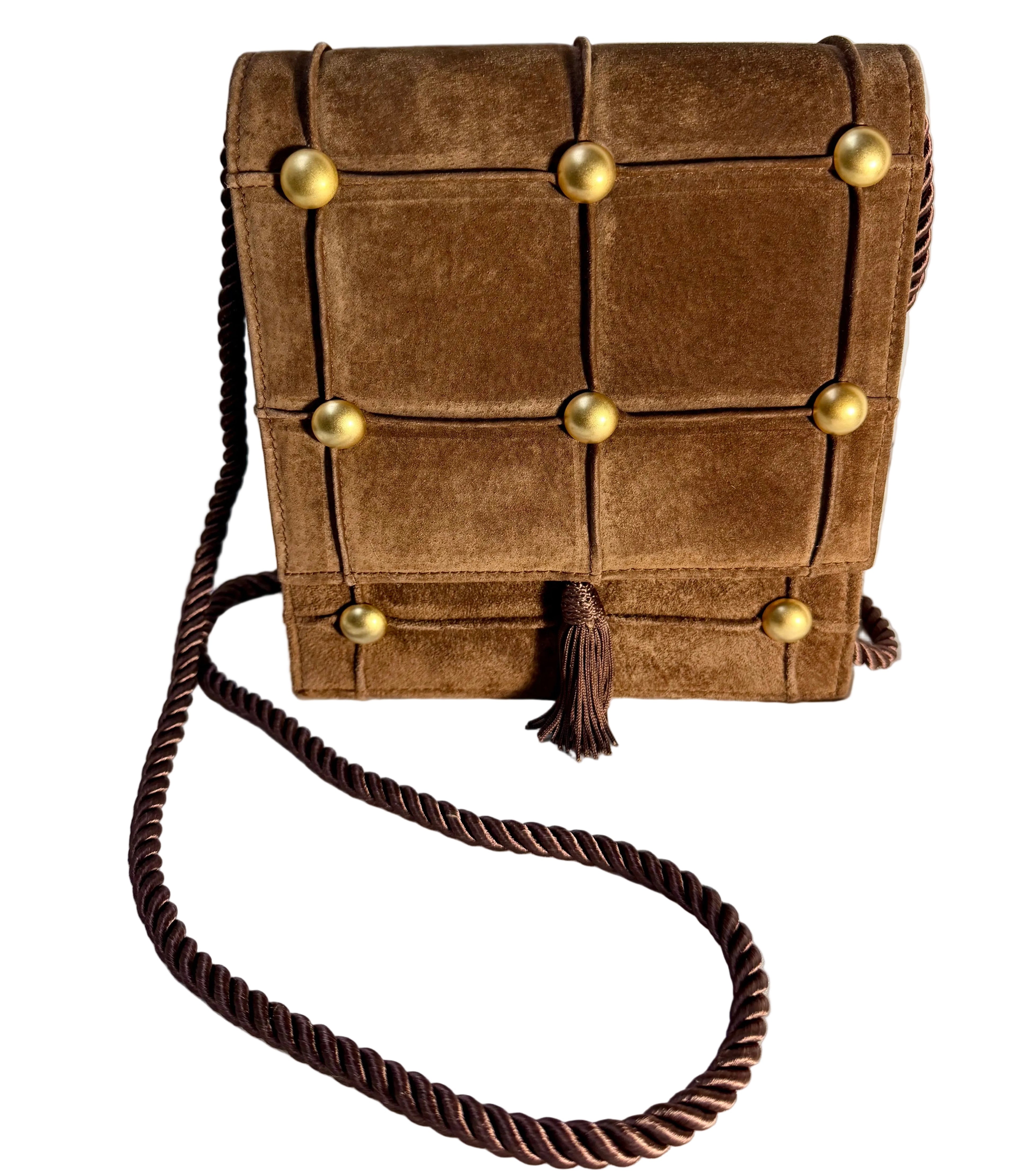 Fiorucci Suede Italian Luxury Mini Tote Flap Crossbody