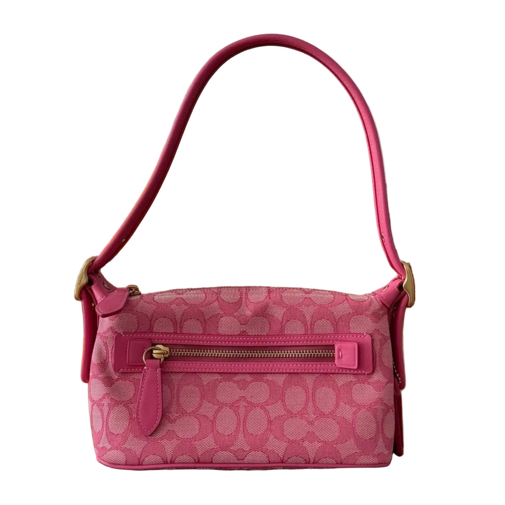 Coach Demi Bag Limited Edition Re-issue In Signature Jacquard Pink Brass