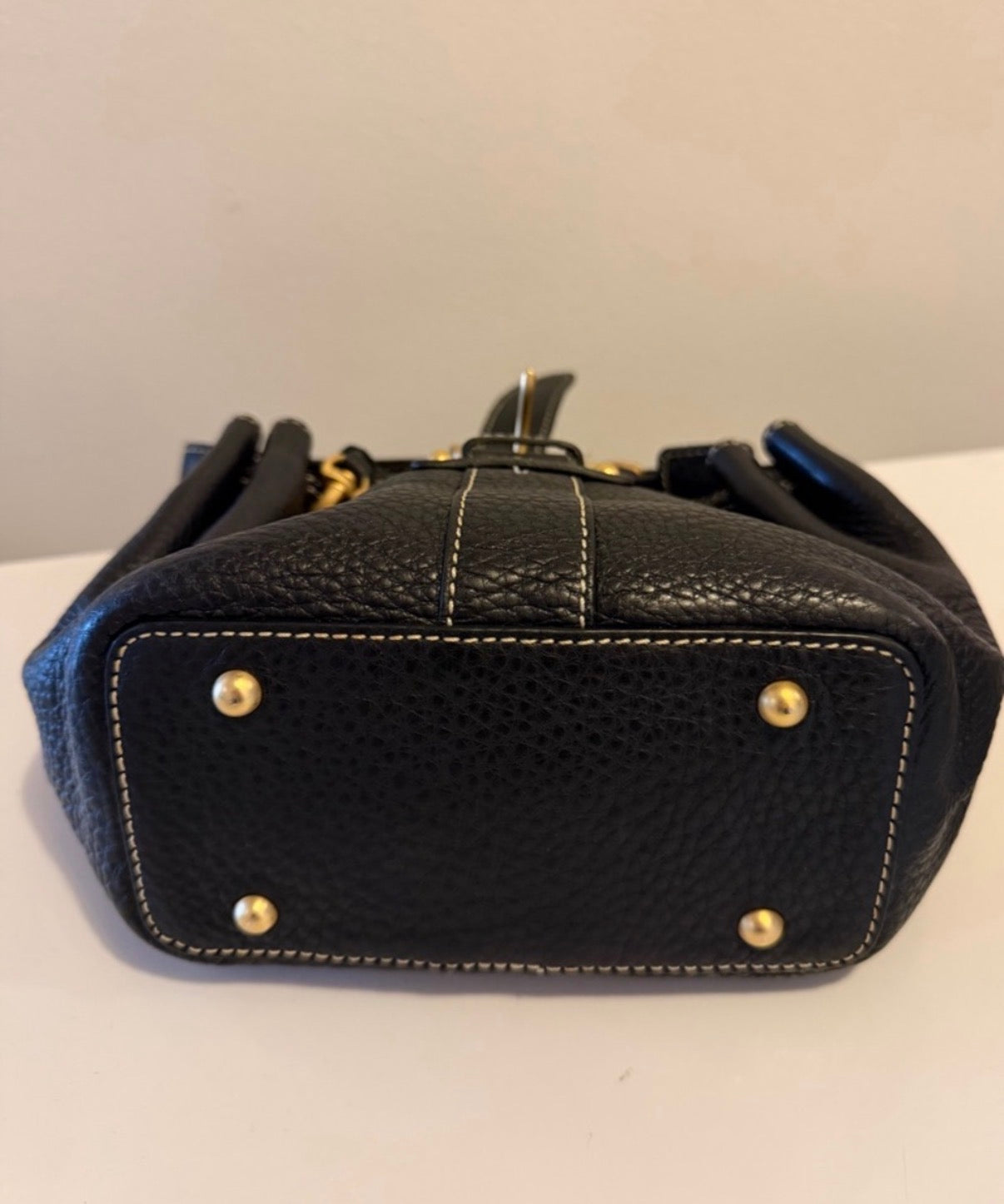 Dooney & Bourke Marchesa Black Leather Shoulder Bag W/ Gold Buckle Hardware Y2K