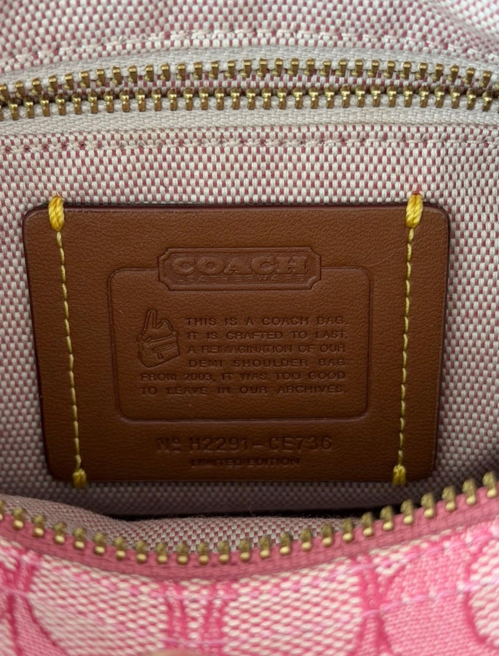 Coach Demi Bag Limited Edition Re-issue In Signature Jacquard Pink Brass