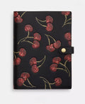 Coach Notebook With Black Cherry In Leather/Black Print