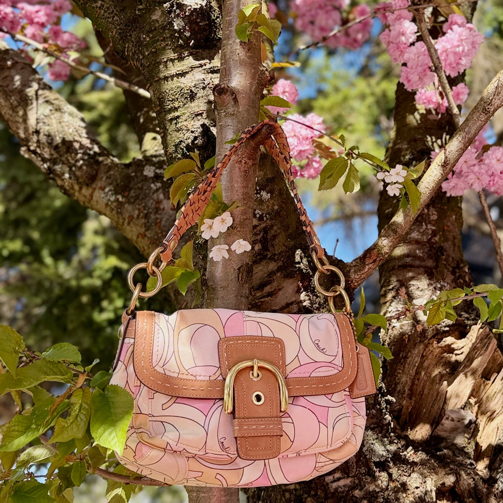 Rare COACH Soho Optic C pink  11909 + matching Silk Scarf
