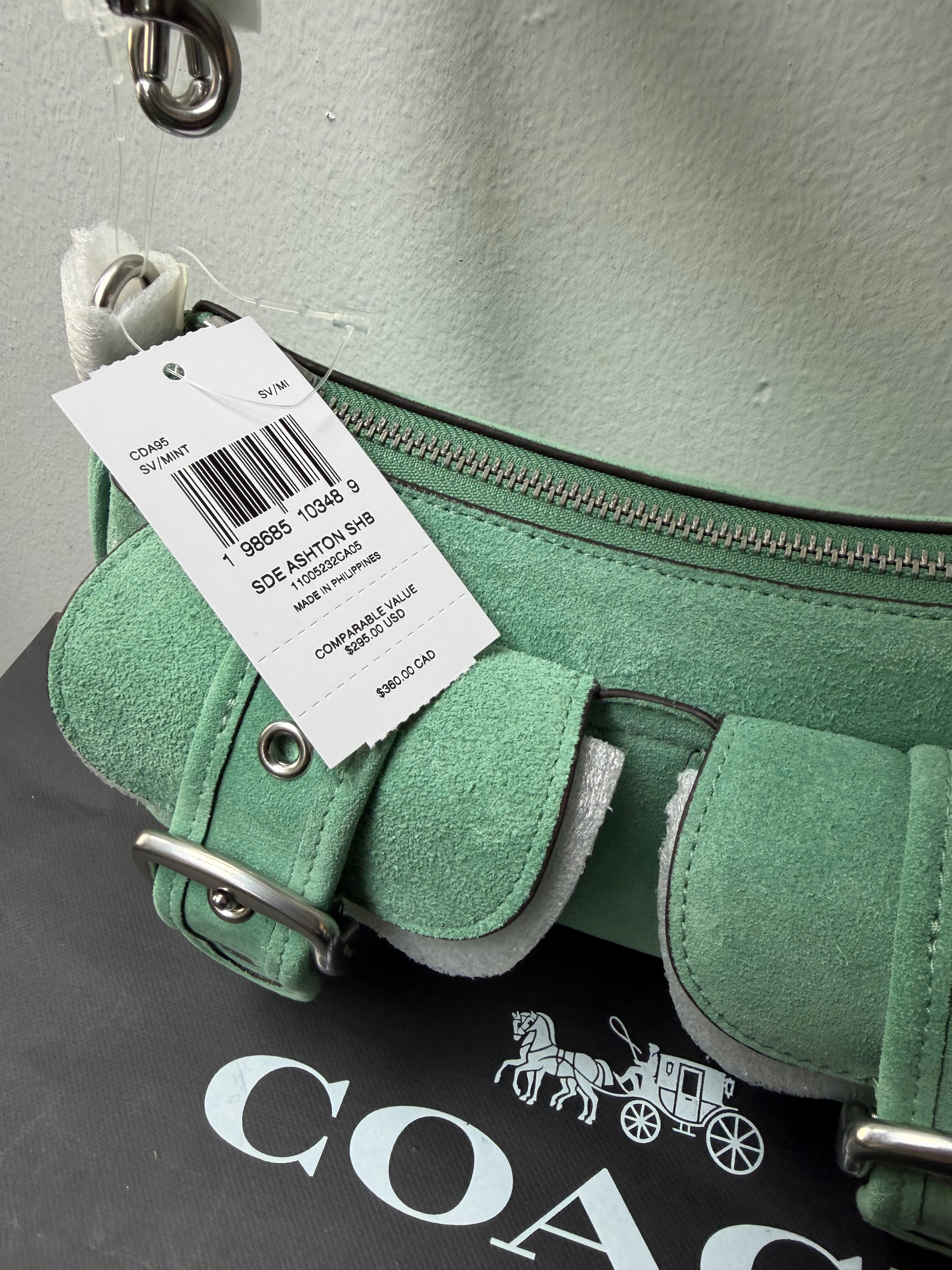 Coach Suede Ashton Bag Silver Hardware Mint