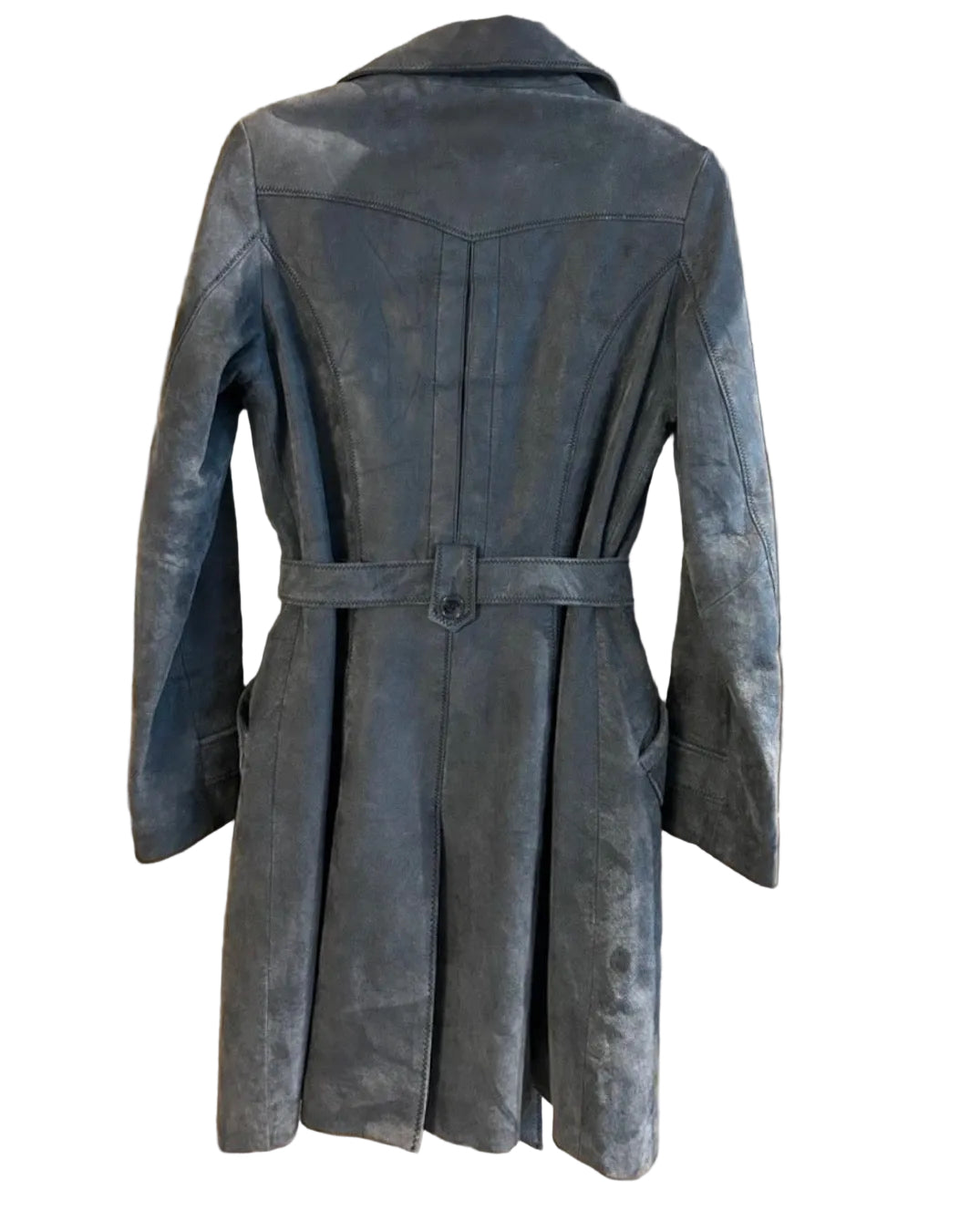 SZ SM Danier Waxed Suede Leather Trench Coat