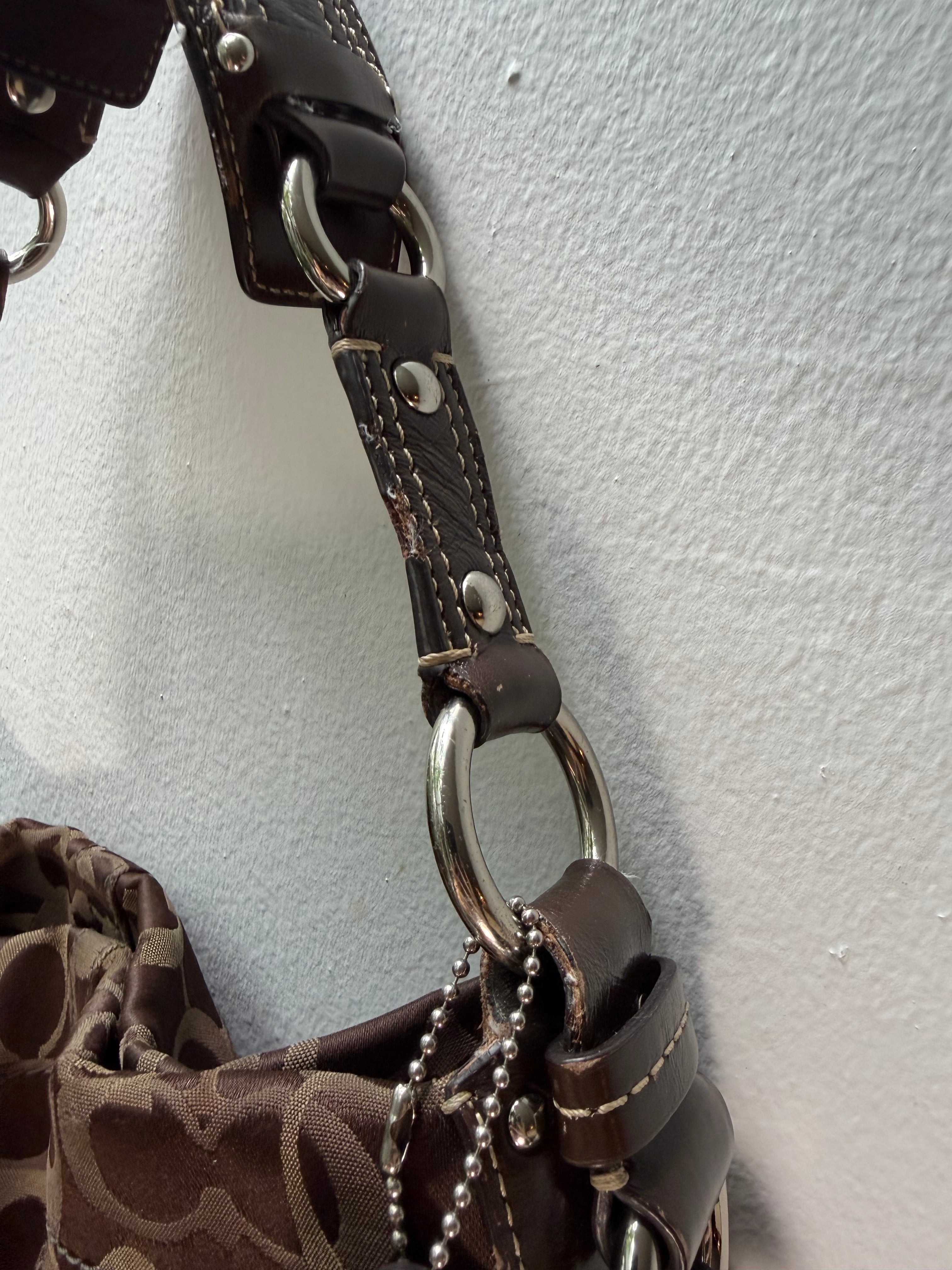 Coach Carly Brown Optic C signature silver hardware F13986