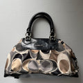 COACH Ashley Scarf print Black Leather Satchel Bag