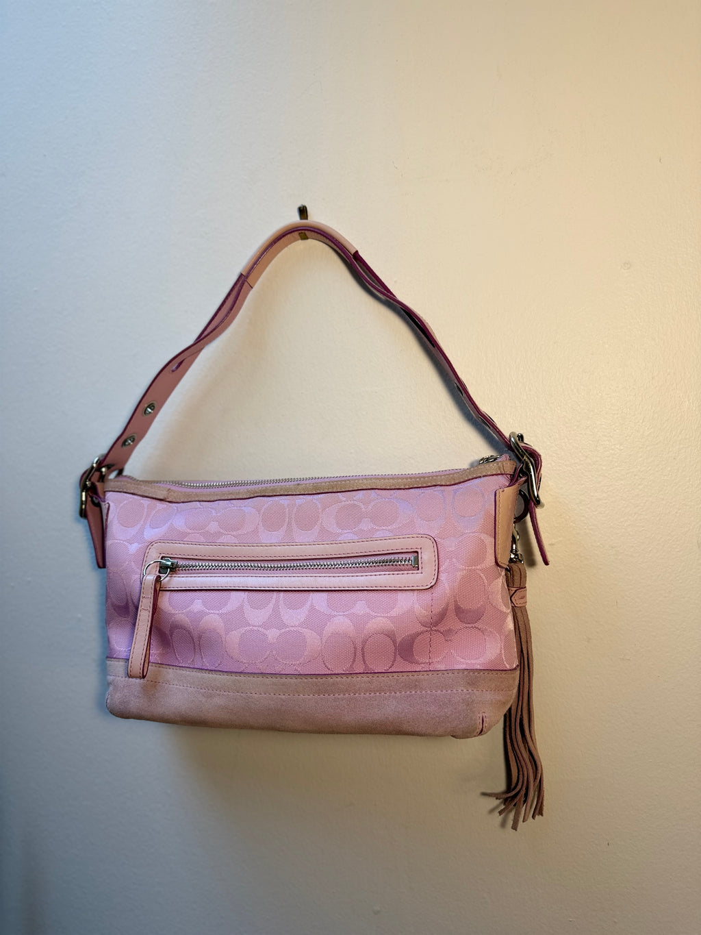 COACH Pink Signature Fringe Shoulder Bag 9363