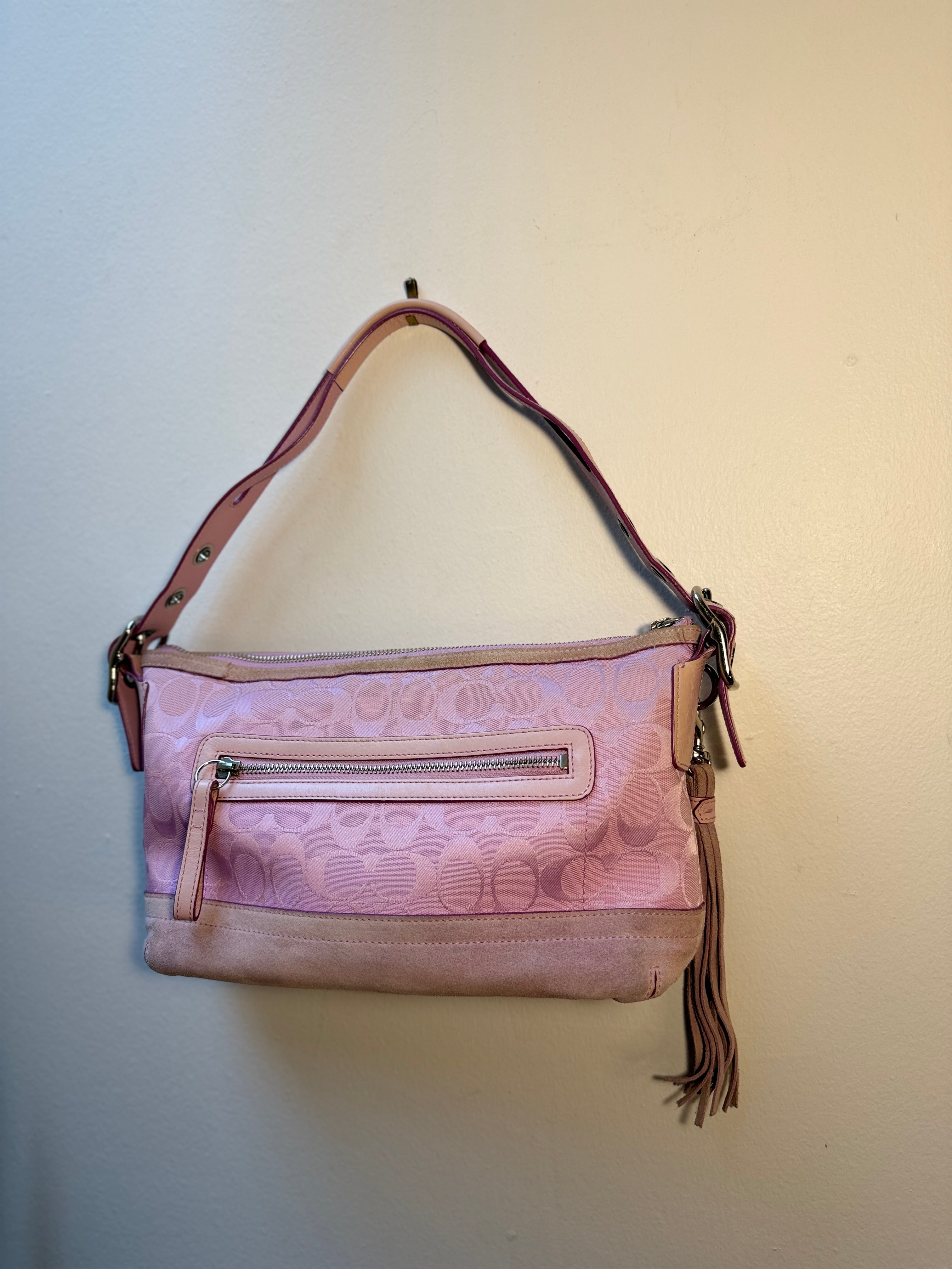 COACH Pink Signature Fringe Shoulder Bag 9363
