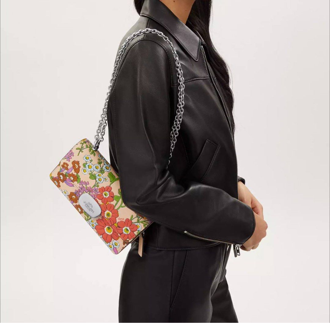Coach Wallet+ Bag With Floral Print CR159 Silver/Ivory Multi