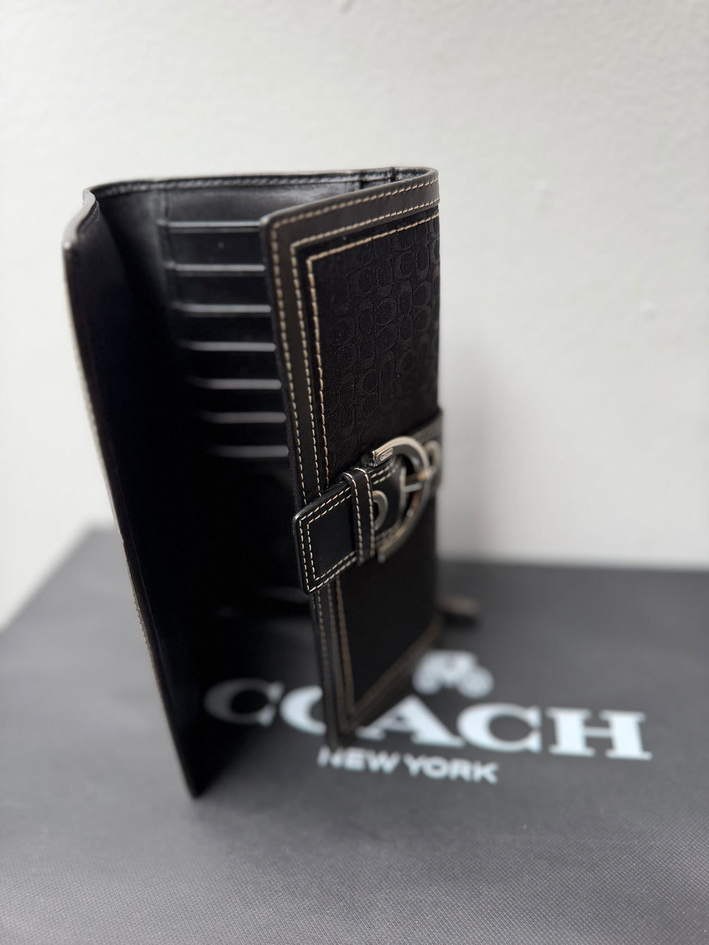 Coach Soho Demi Shoulder Bag Black Signature C Jacquard  Leather 6818 & Wallet