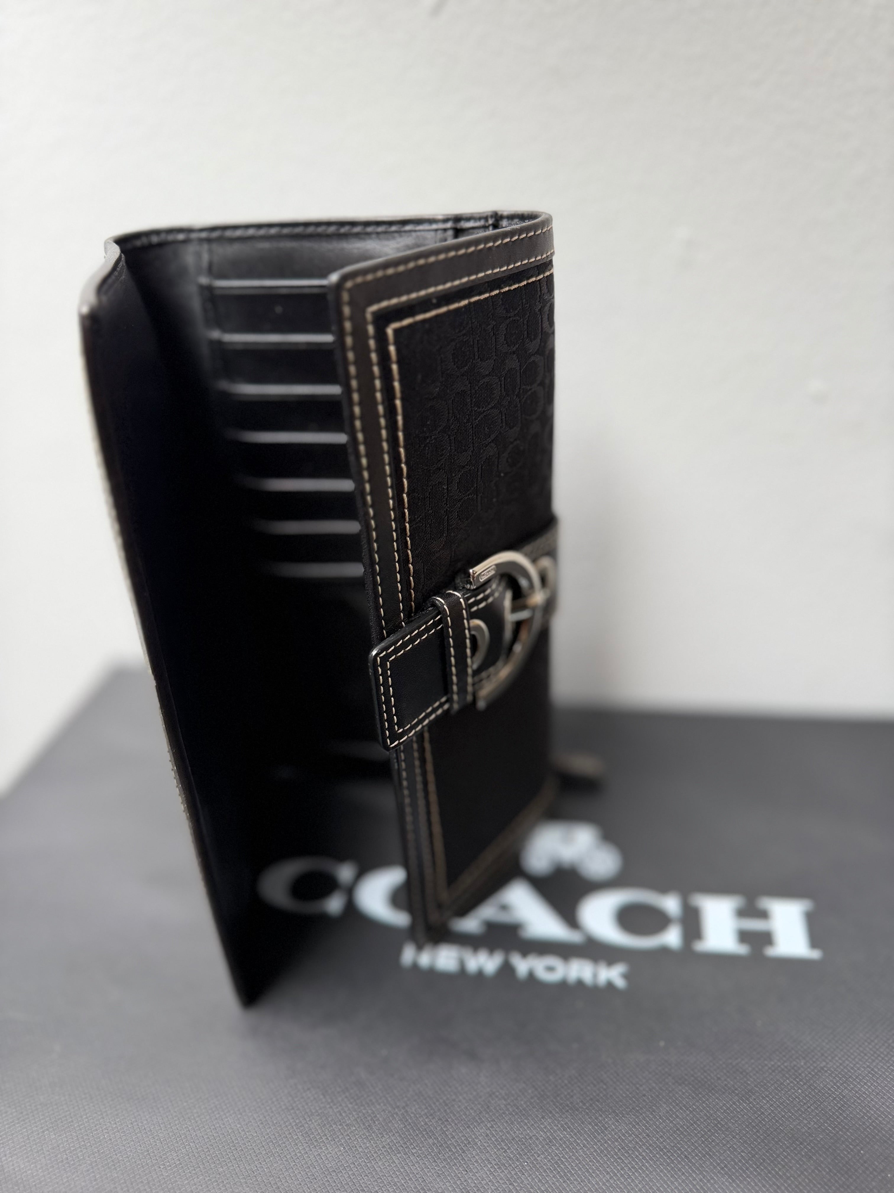 Coach Soho Demi Shoulder Bag Black Signature C Jacquard  Leather 6818 & Wallet