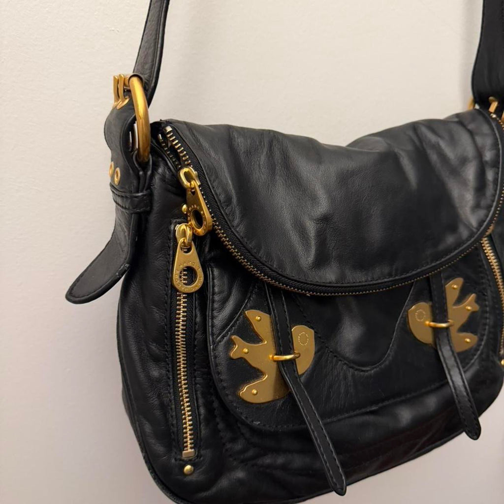 Marc by Marc Jacobs Petal to the Metal Natasha Black Leather Crossbody Bag