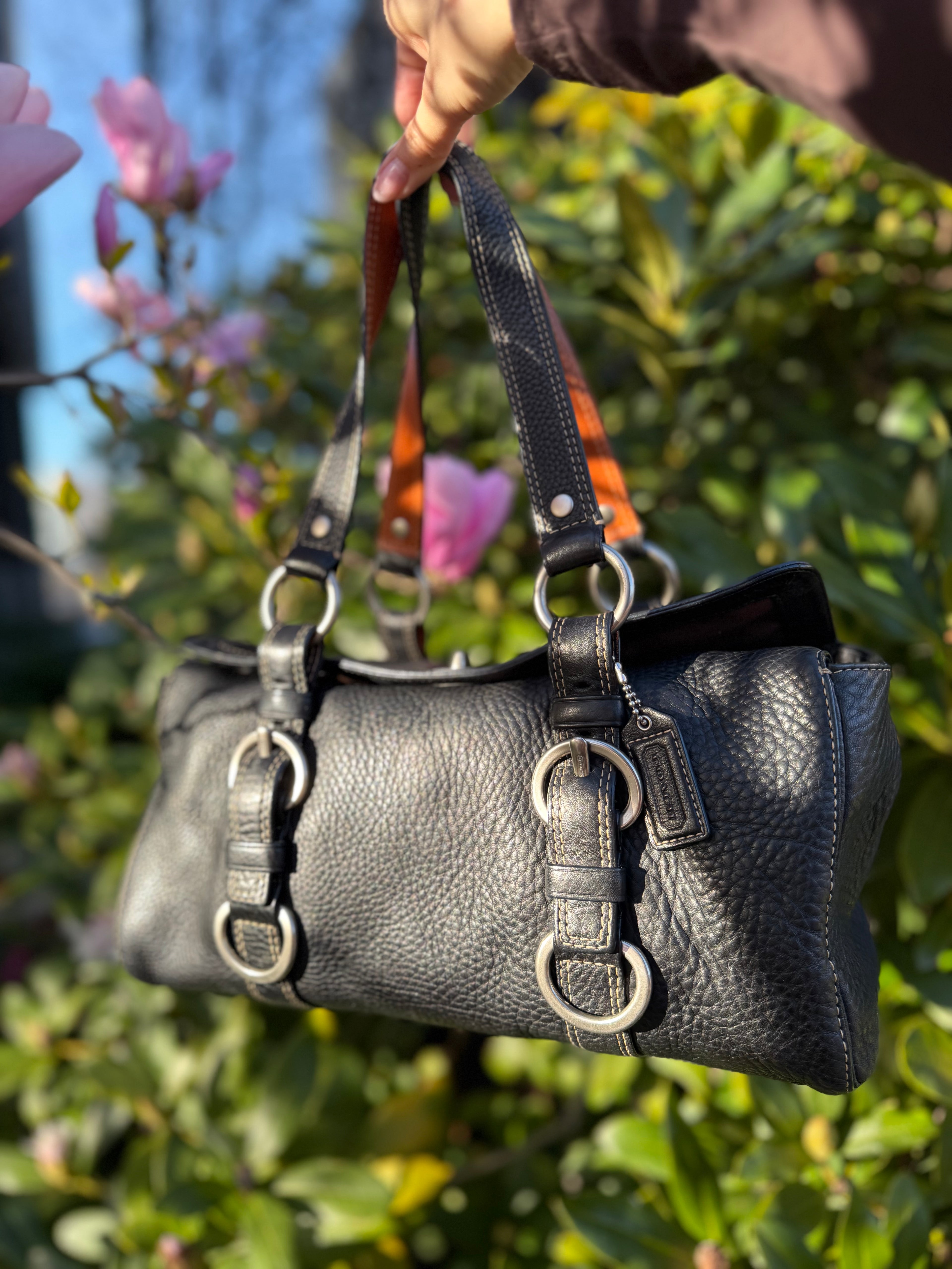 COACH Chelsea Satchel Satchel Black Leather Turnlock 10134