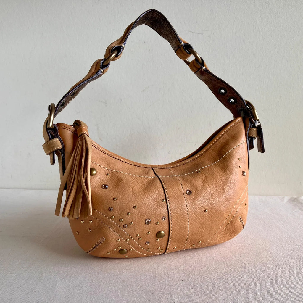 Coach 2005 Soho Studs & Swarovski Crystal Distressed Vachetta Leather Demi Bag