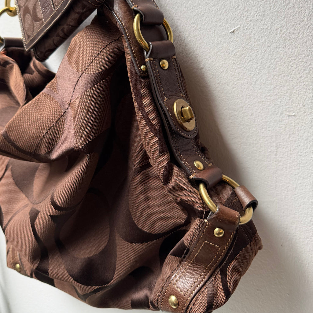 Coach Carly Brown Signature Hobo Bag 10620 + Small Wallet