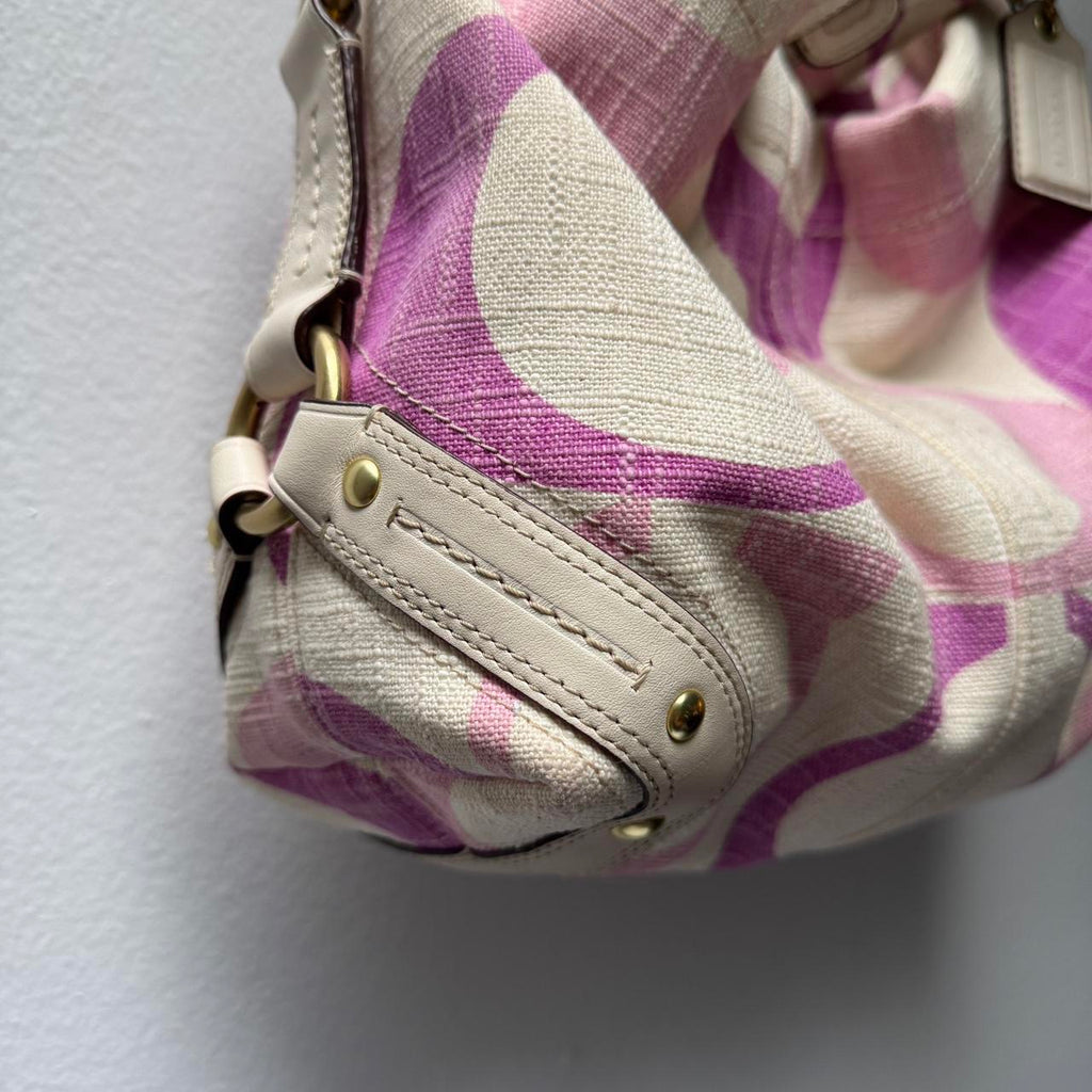 Coach Carly Denim pink, purple signature optic canvas 12197