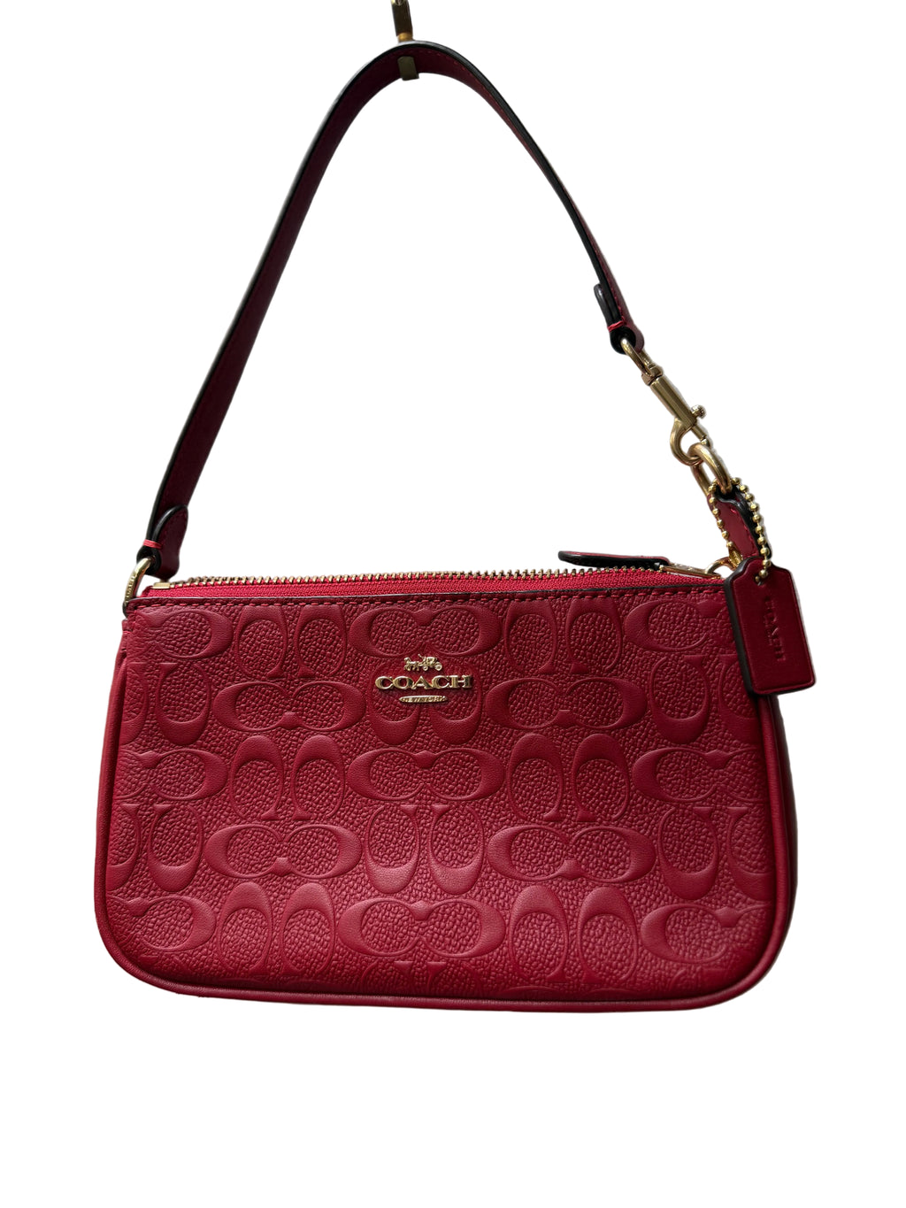 Coach Red Signature Embossed Nolita 19 Bag