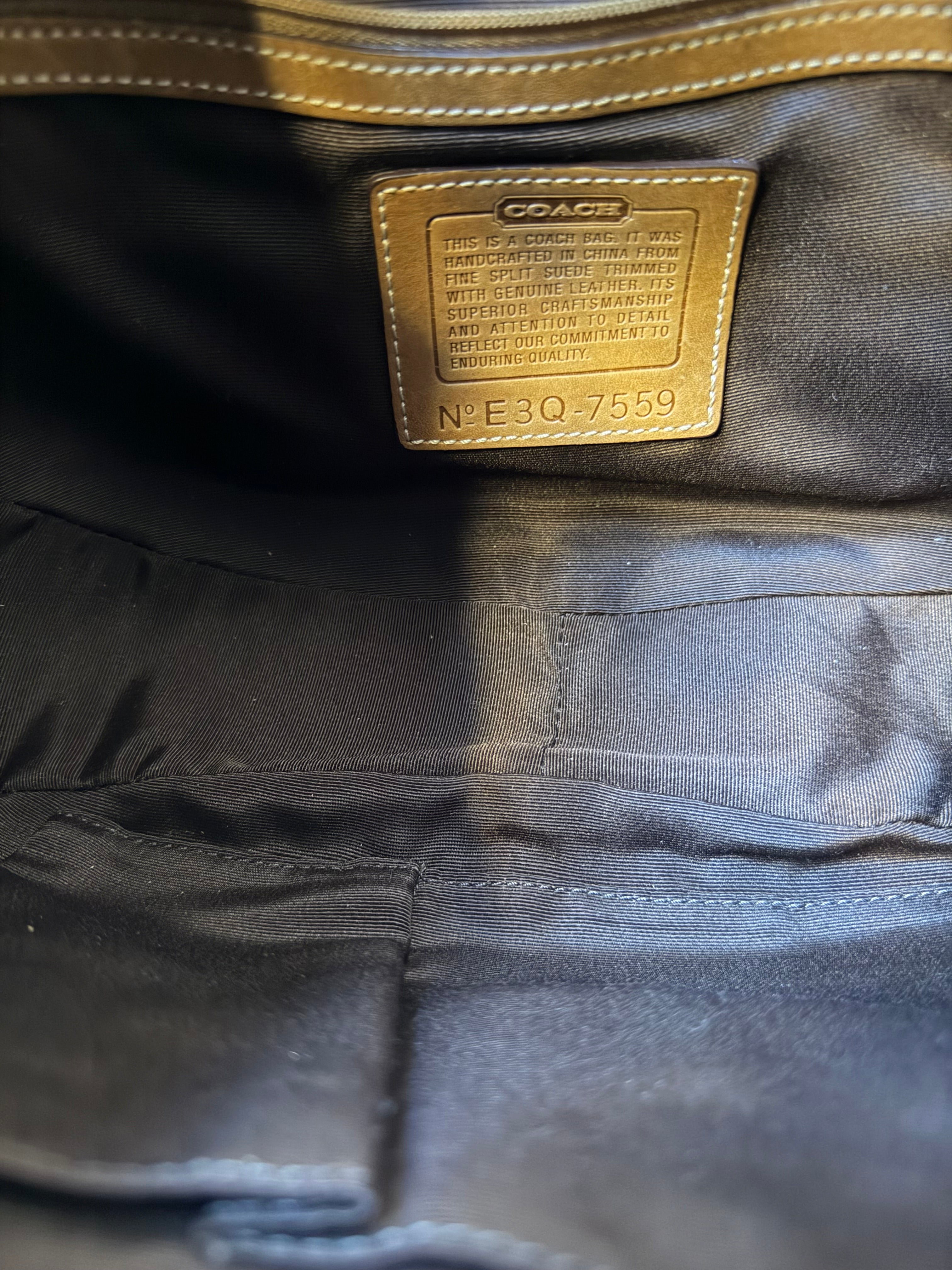 Coach Moon Bag Suede with Leather Trim Shoulder Hobo 7559