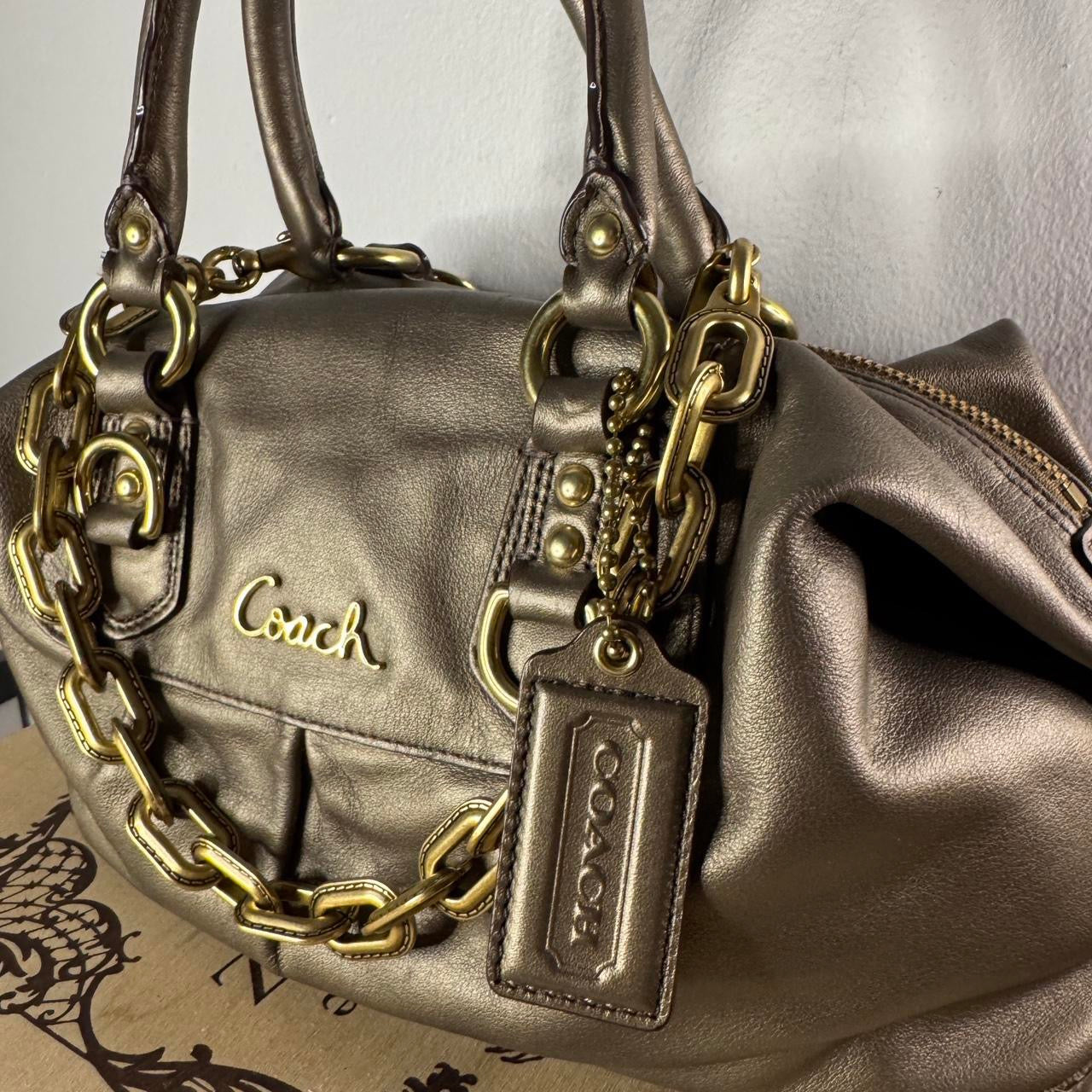 COACH Ashley #F15445 Pewter Leather Convertible Satchel Bag