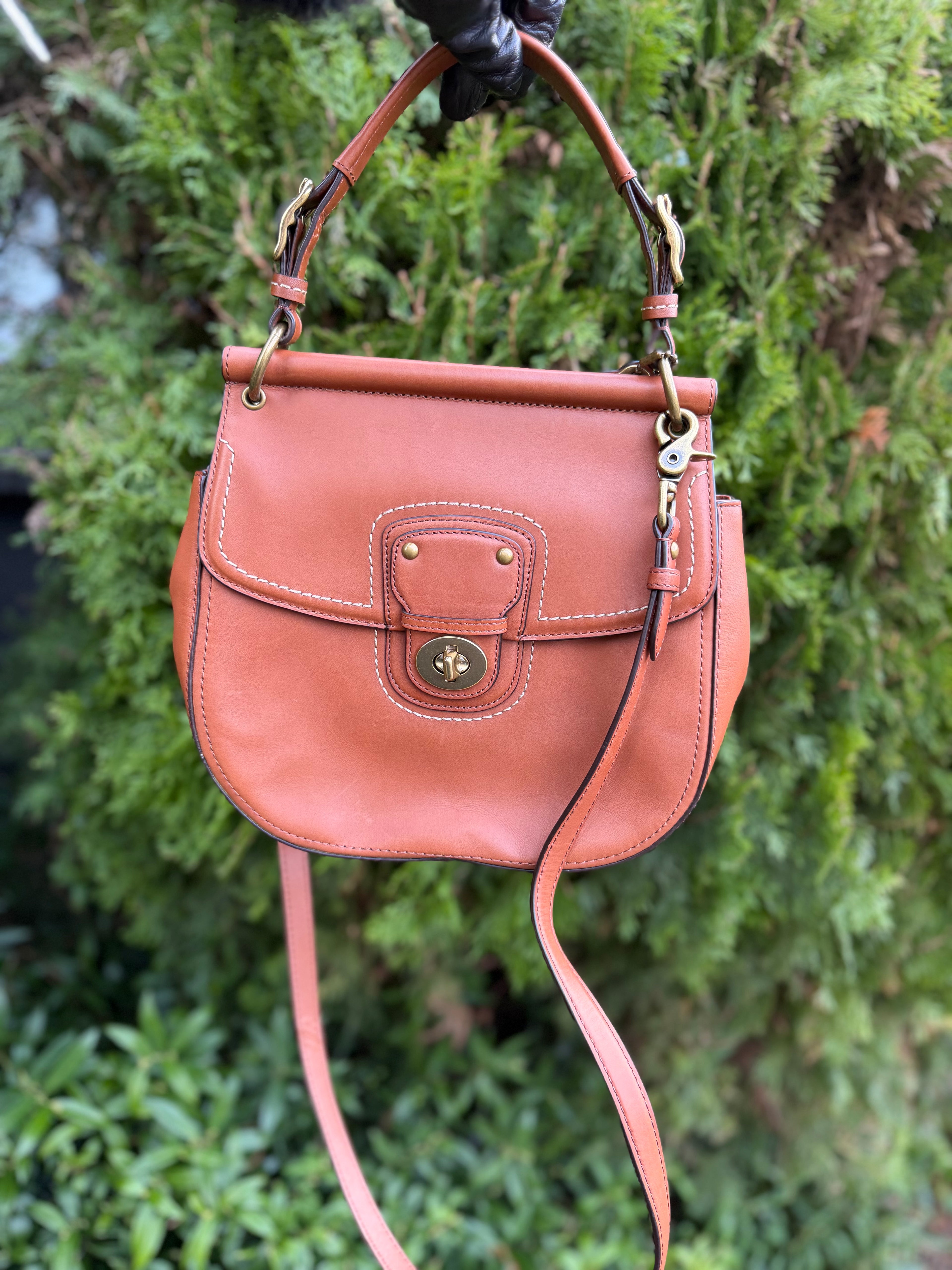 Vintage  Coach Willis Legacy 70th Anniversary Vermillion Leather Handbag 19132