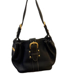 Dooney & Bourke Marchesa Black Leather Shoulder Bag W/ Gold Buckle Hardware Y2K