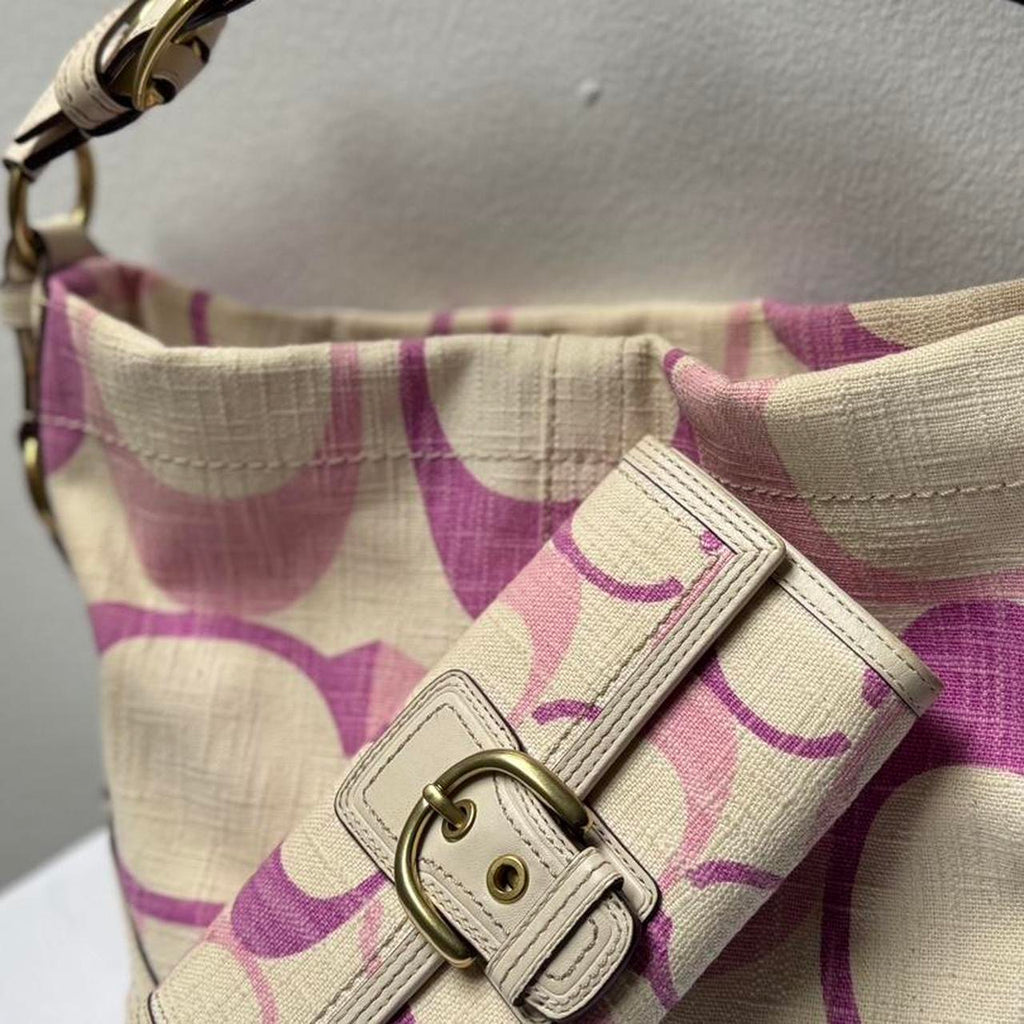 Coach Carly Denim pink, purple signature optic canvas 12197